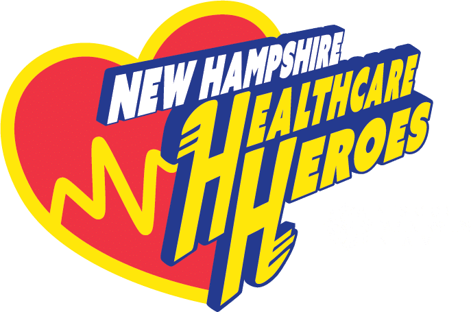Logo with a red heart, yellow heartbeat line, and text: New Hampshire Healthcare Heroes—perfect for impactful healthcare branding.