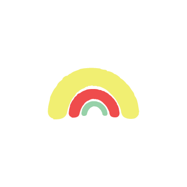Simple rainbow illustration with three arches in yellow, red, and green on a plain white background, perfect for a rebranding case study or creative project.
