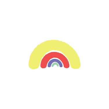 Minimalist drawing of a rainbow with four arches in yellow, red, blue, and green on a white background—perfect for a rebranding case study that seeks vibrant simplicity.