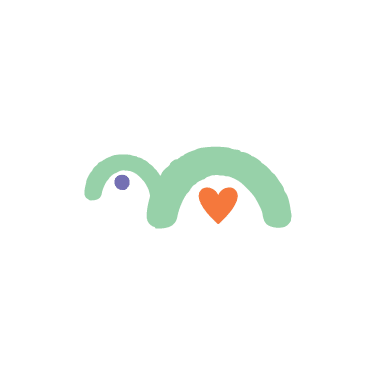 Simple turtle illustration with a green shell, purple eye, and an orange heart-shaped body on a white background—perfect for rebranding or as a case study in creative design.