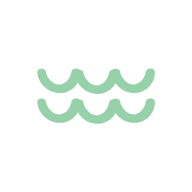 Two simple green wavy lines stacked on a light gray background, resembling stylized water waves—perfect for a rebranding case study or visual identity project.