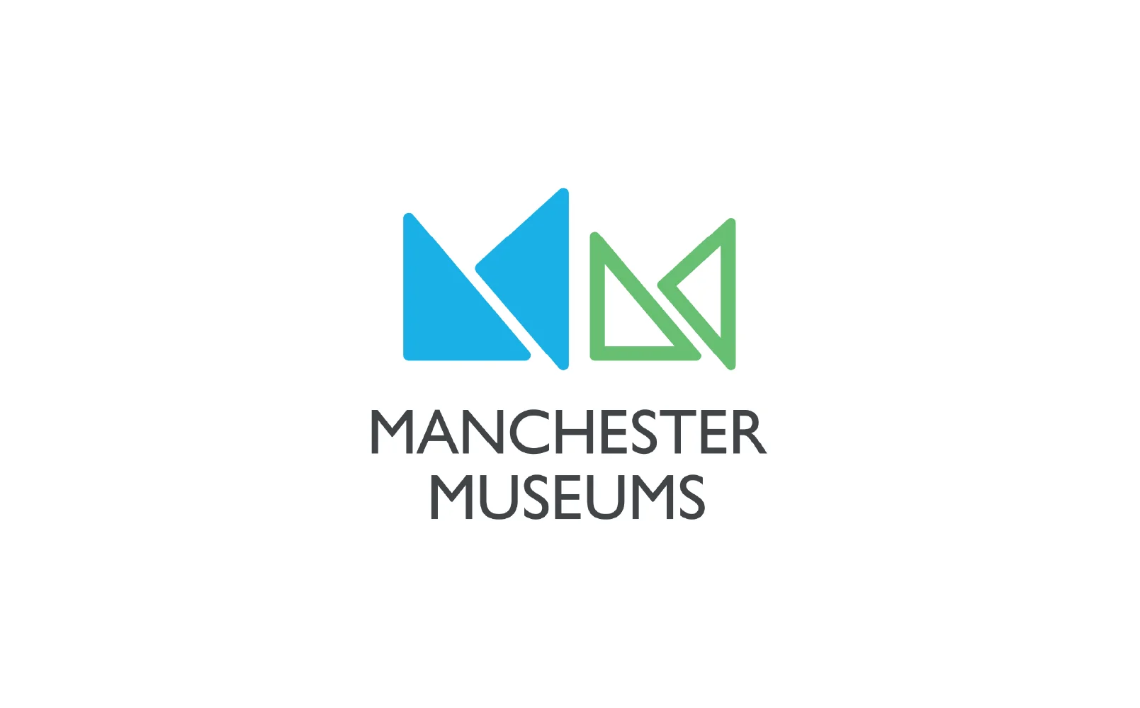 Manchester Museums logo with abstract blue and green shapes above the text Manchester Museums on a white background, reflecting a modern brand strategy.