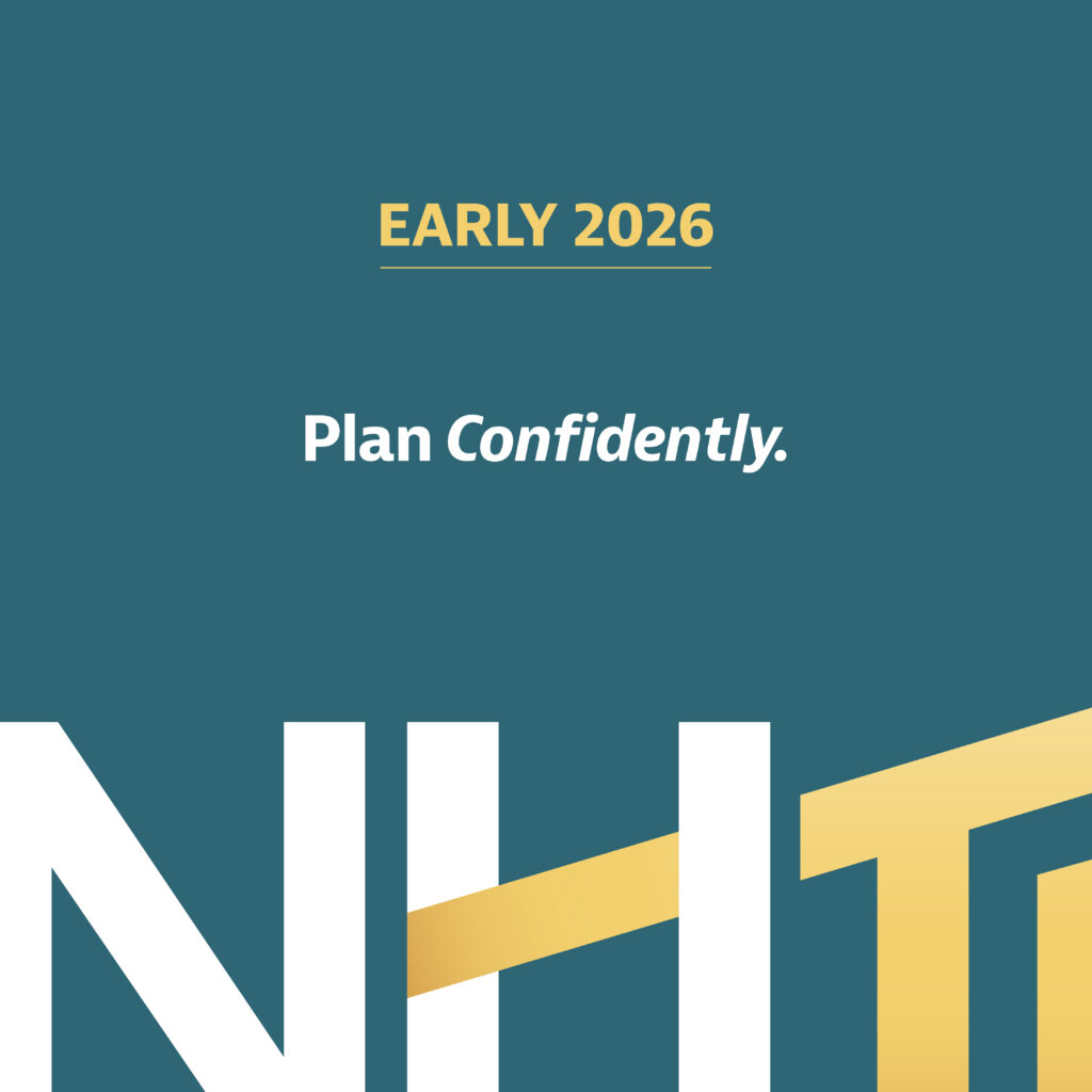 Text reads: “EARLY 2026. Plan Confidently.” on a teal background with partial bold gold and white letters below.