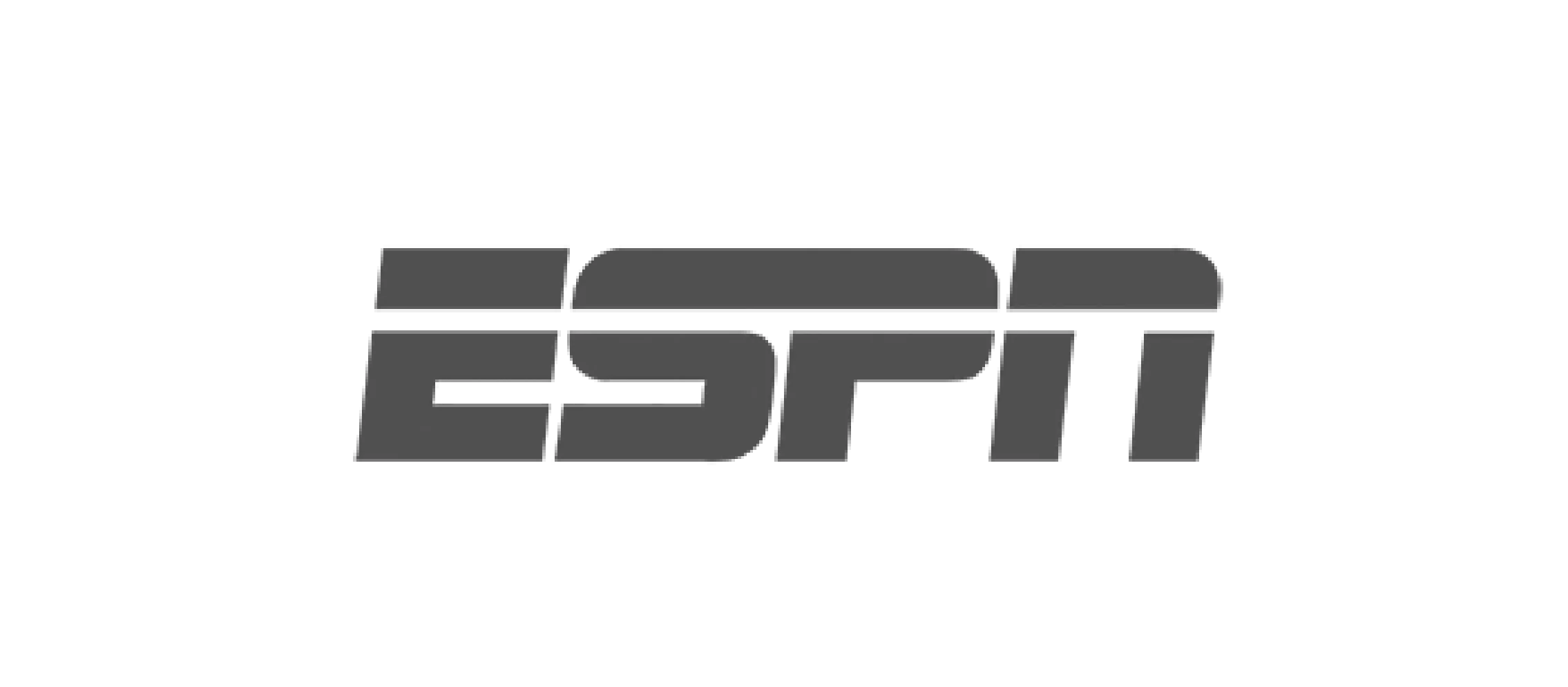 Gray ESPN logo on a black background.