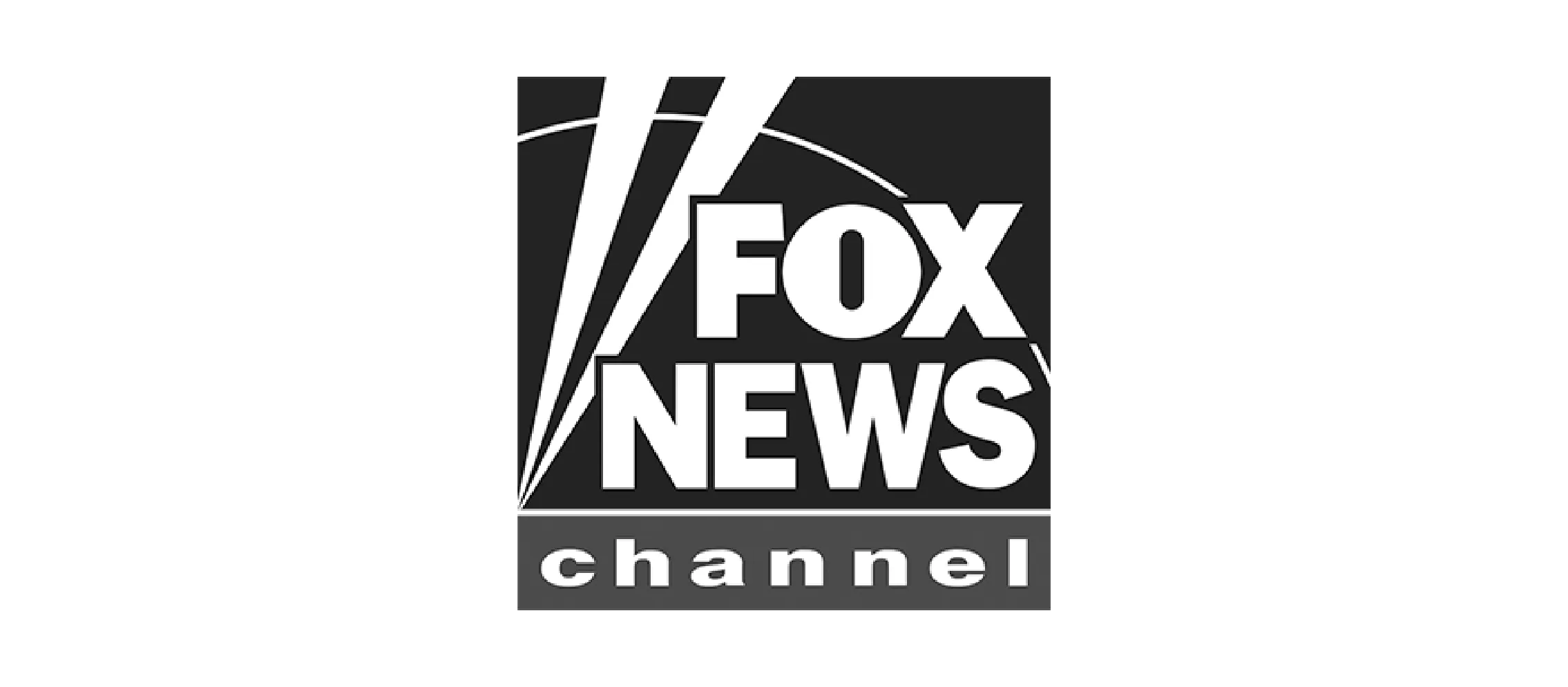Fox News Channel logo in white letters on a black background with stylized lines and an arc.