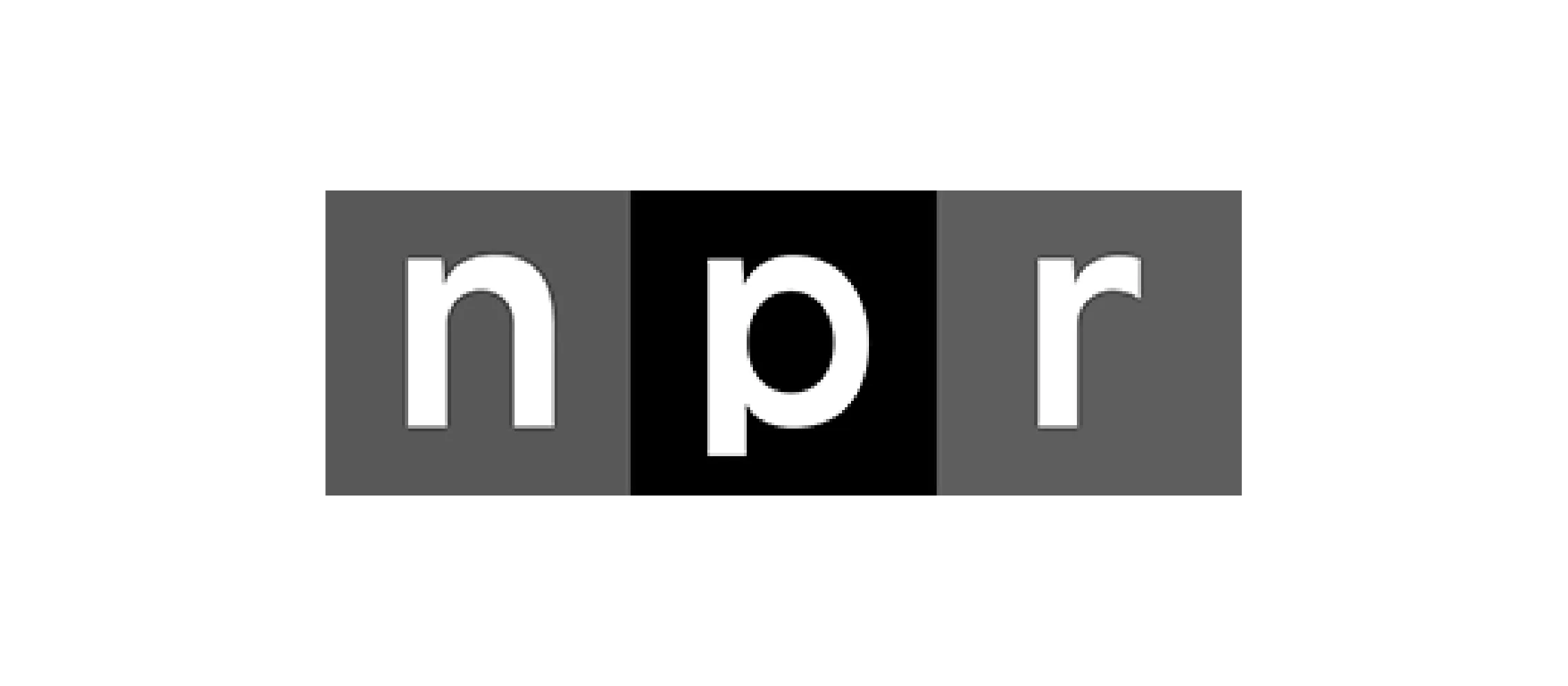 NPR logo with white lowercase letters n, p, and r each in separate gray squares on a black background.