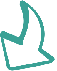 Teal abstract shape resembling a simplified shark fin, reminiscent of dynamic marketing visuals, outlined on a light gray background.